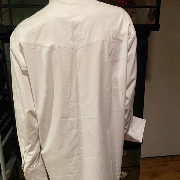 White Long Sleeve Tee with Stand-Up Collar - Picture 2 of 3